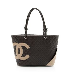 Chanel Vintage Lambskin Ligne Cambon Large Shopping Tote